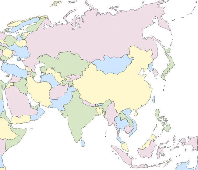 Mapa Politico De Asia Mudo Saberia