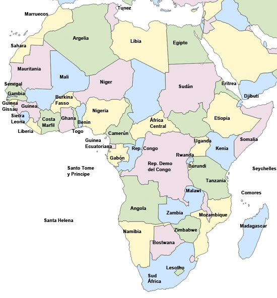 Mapa político de África - Saberia