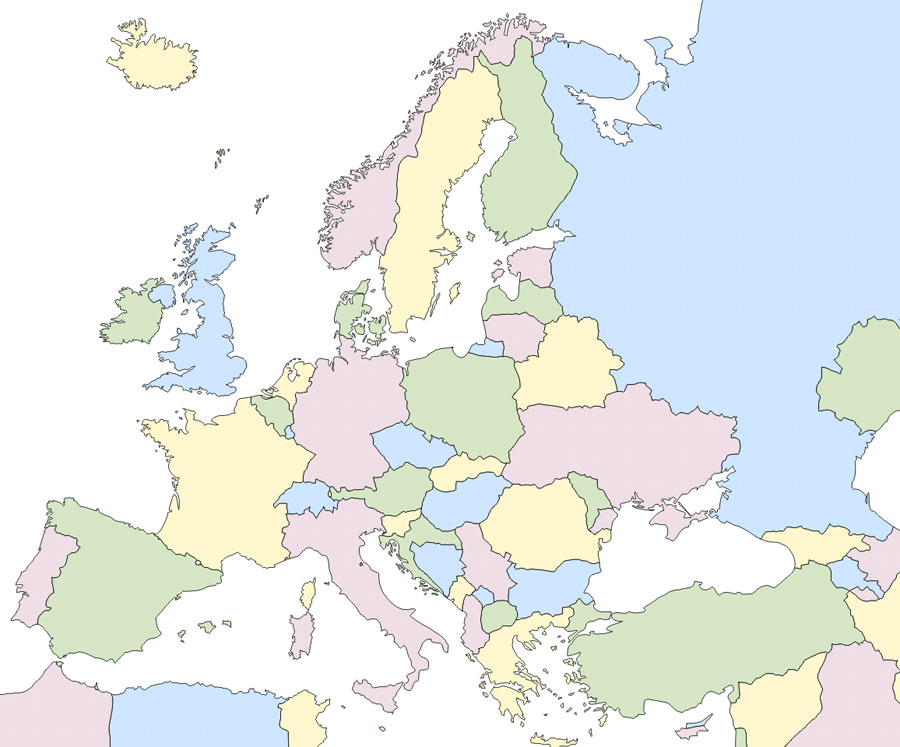 mapa de europa mudo político