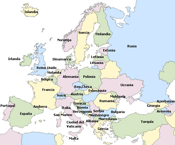 Mapa político de Europa - Saberia