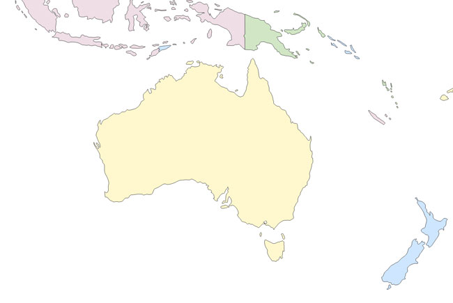 Mapa político de Oceanía mudo - Saberia